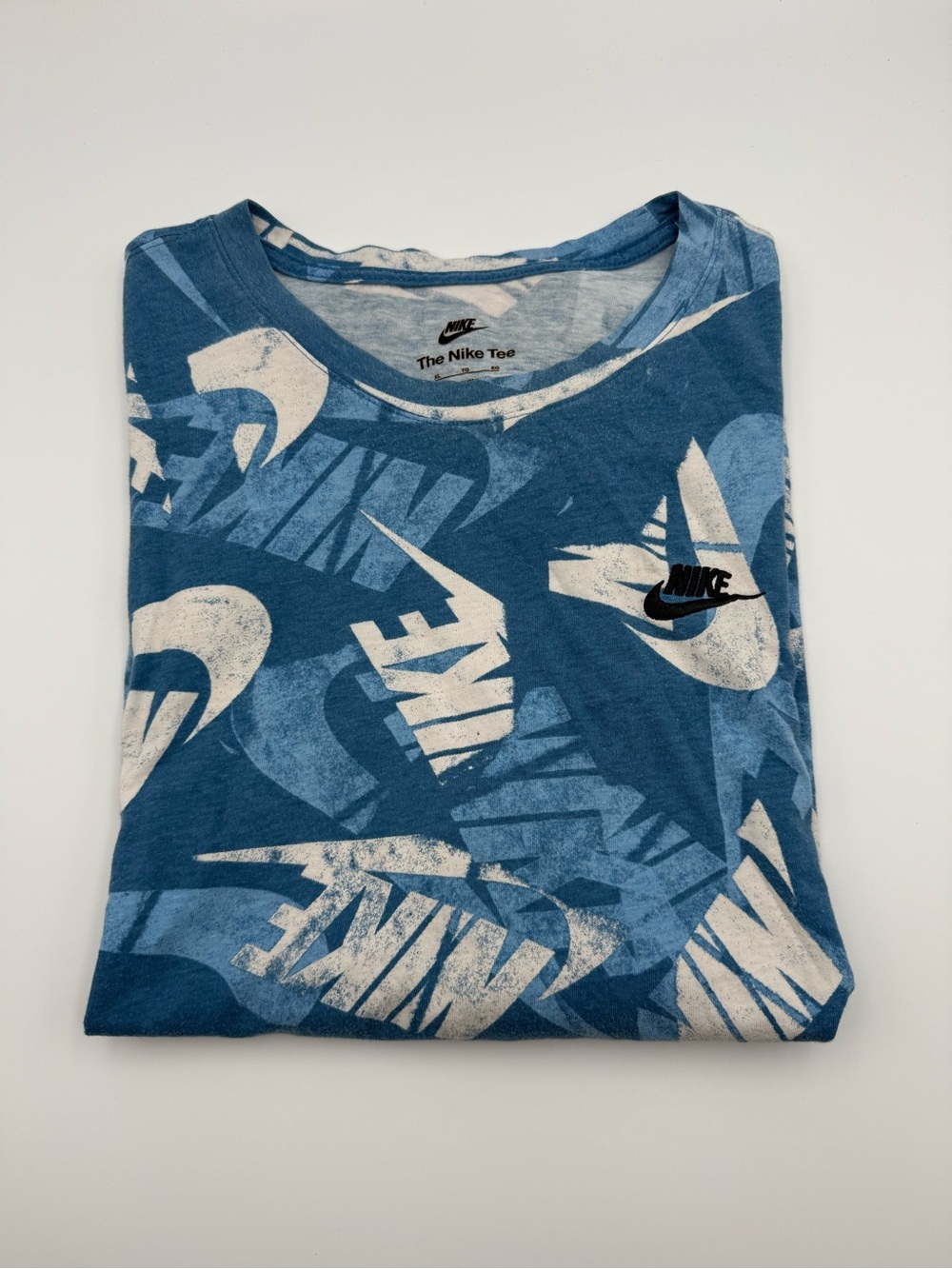 Blue Nike Swoosh AOP shirt size XL
